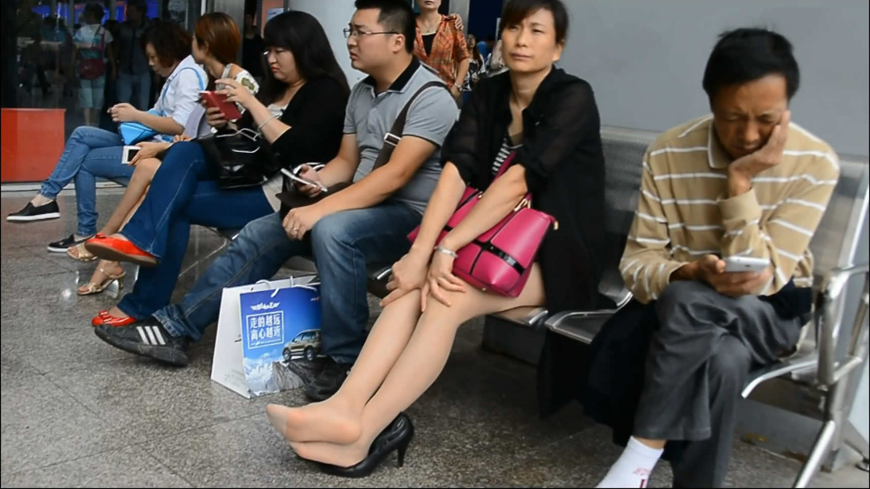 breathable his feet with white stocking nylon feet